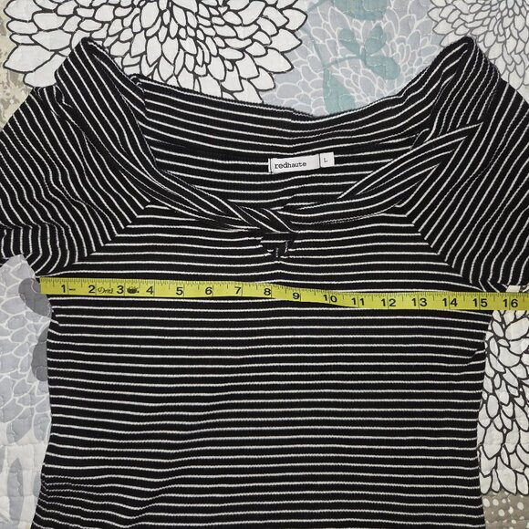 Red Haute Womens Size Large Black and White Striped Top - Picture 5 of 5